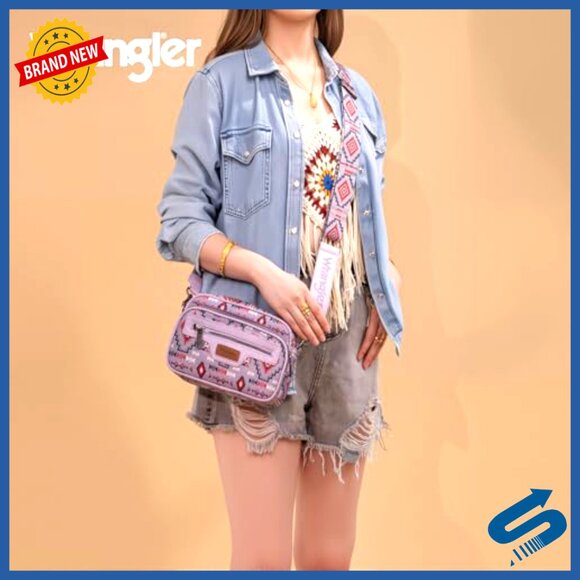 Aztec Crossbody Bag Adjustable Straps Multiple Pockets Boho Chic Purse - Picture 2 of 7